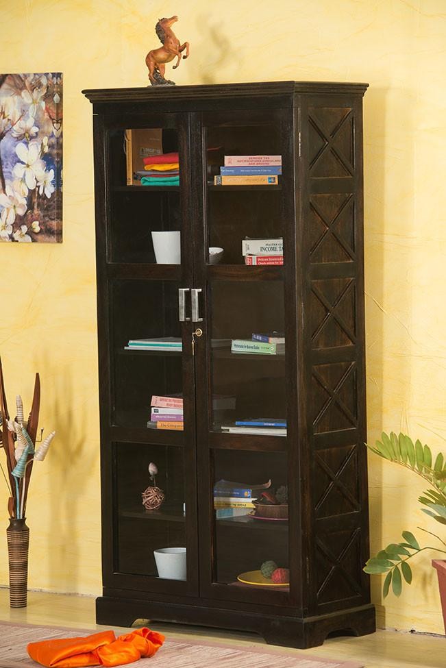 Solid Wood Jaipur Bookcase with Glass Doors