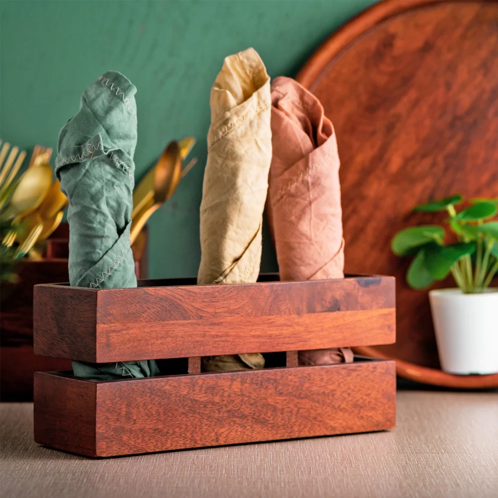 Solid Wood Cranny Cutlery Caddy Holder from Mahogany Collection