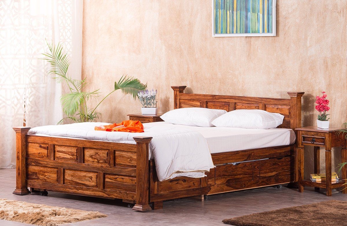 Pure Wooden Bed : King Size 6ft x 4 ft with Natural Wooden